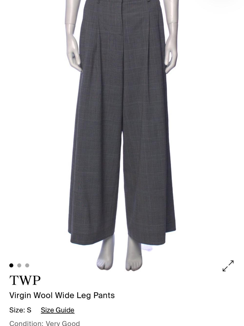 TWP Wide Leg Wool DIDI Pant in Grey Plaid
